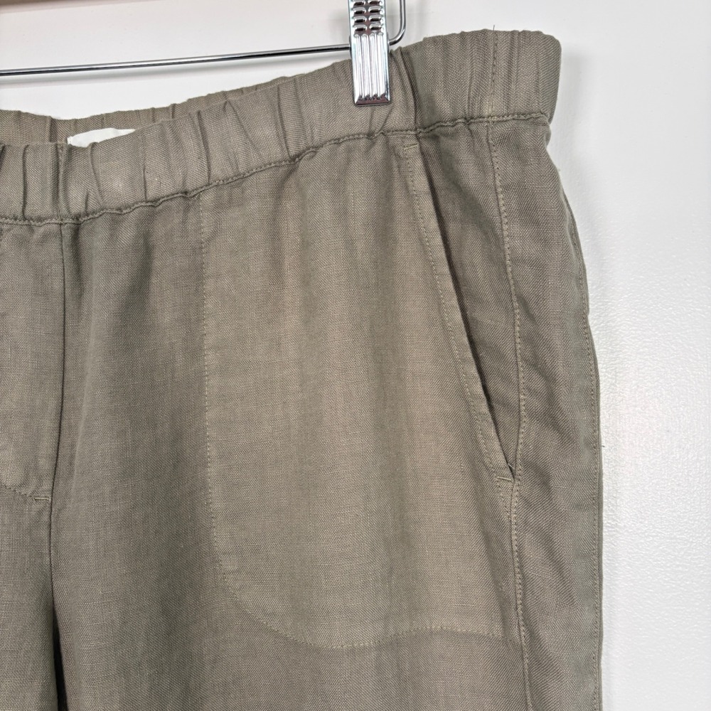 Pure Jill Womens Pants L Brown Garment Dyed 100% Linen Cropped Button Tab Hem - Picture 4 of 13